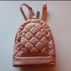 NWT LIKE DREAMS PINK BACKPACK GOLD BOWS 2 ZIPPERS